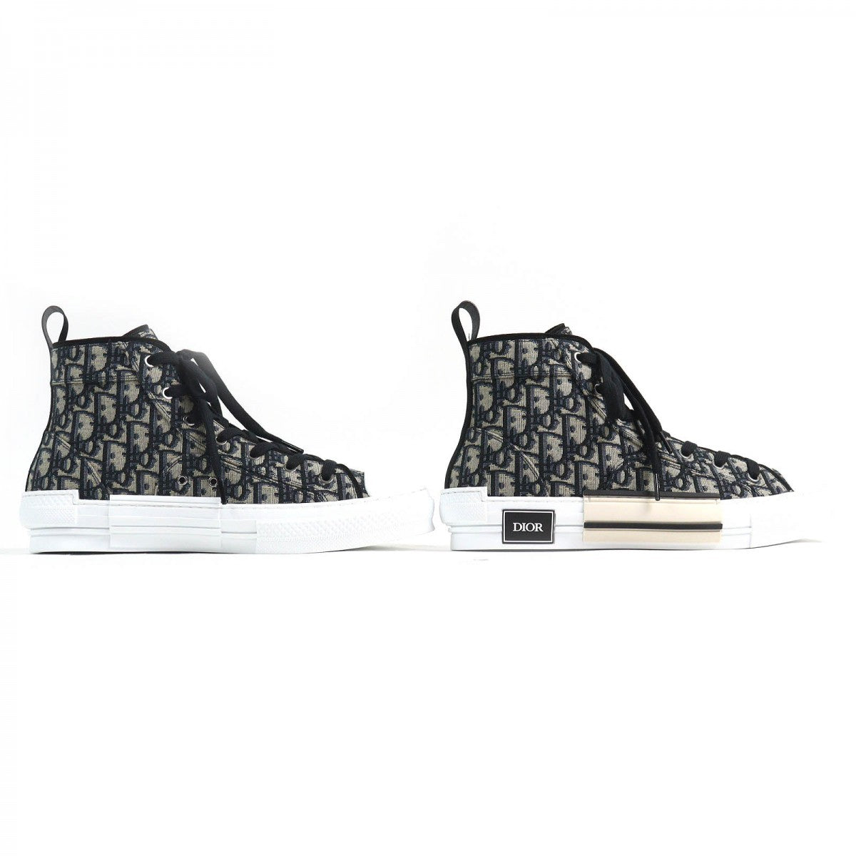Dior Homme High Cut Sneakers 3Sh126Zsa H961 Cotton, Technical Fabric Black Dior Oblique B23 Mens 43