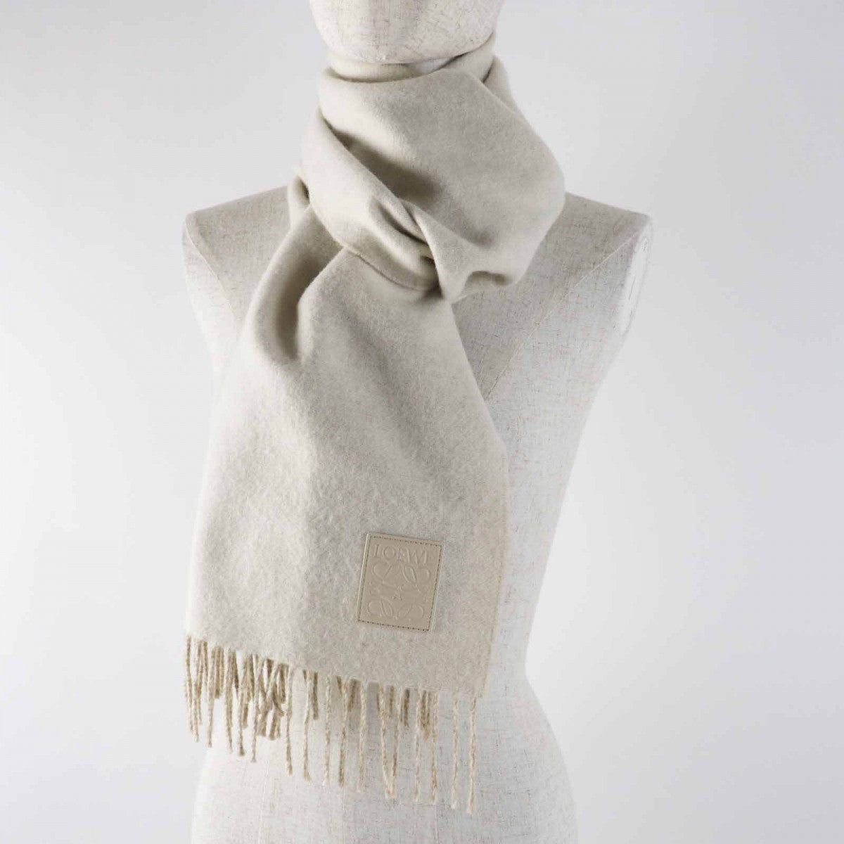 Loewe Scarf Wool White Beige