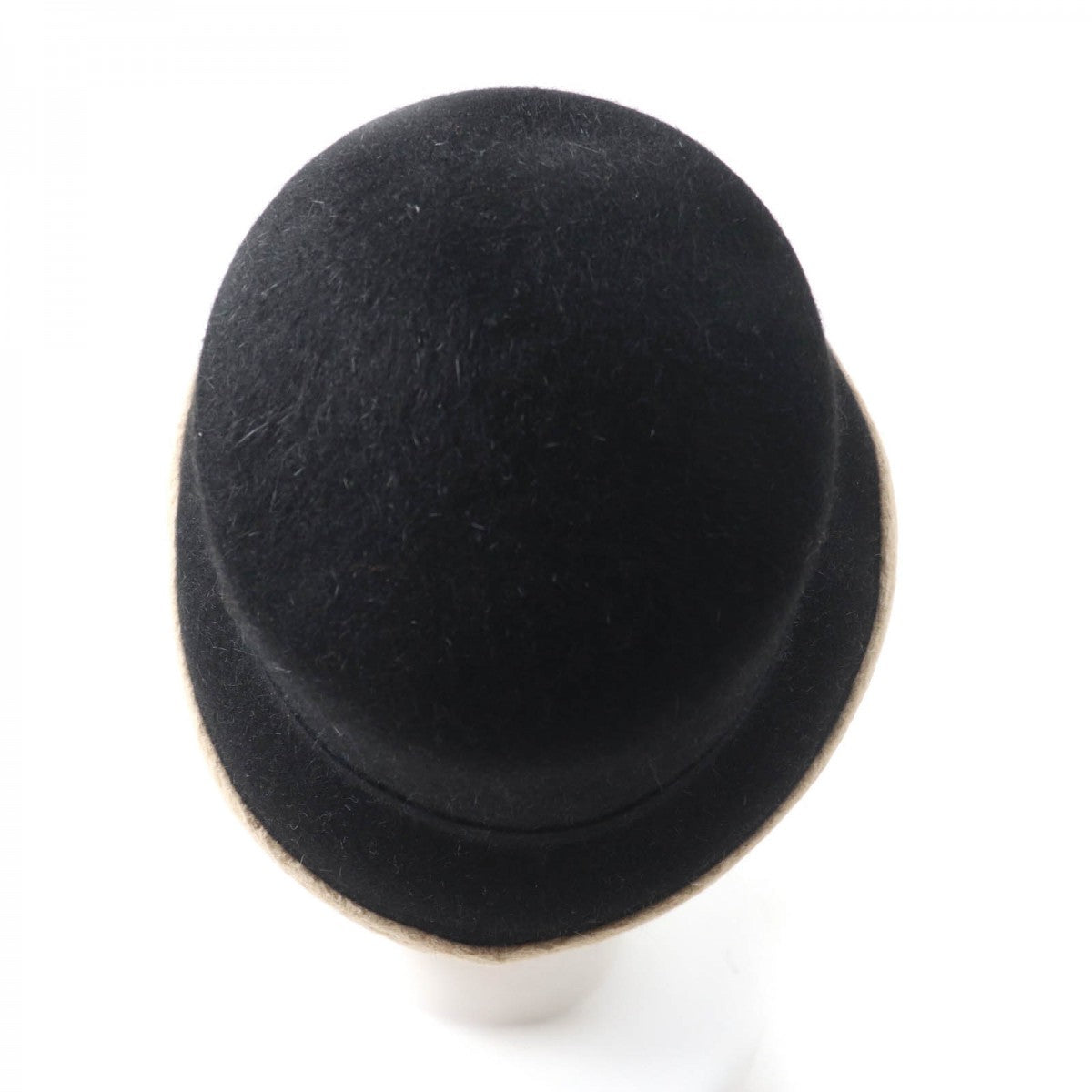 Hermes Hat Wool Black Beige 56