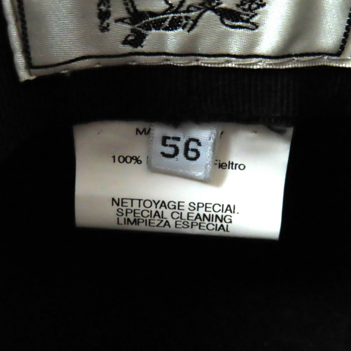 Hermes Hat Wool Black Beige 56