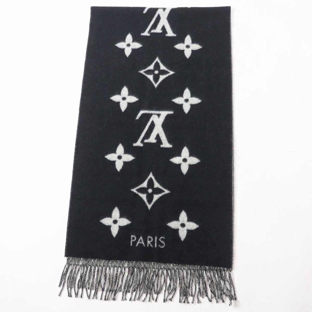 Louis Vuitton Scarf M71040 Cashmere Black Grey Reykjavik