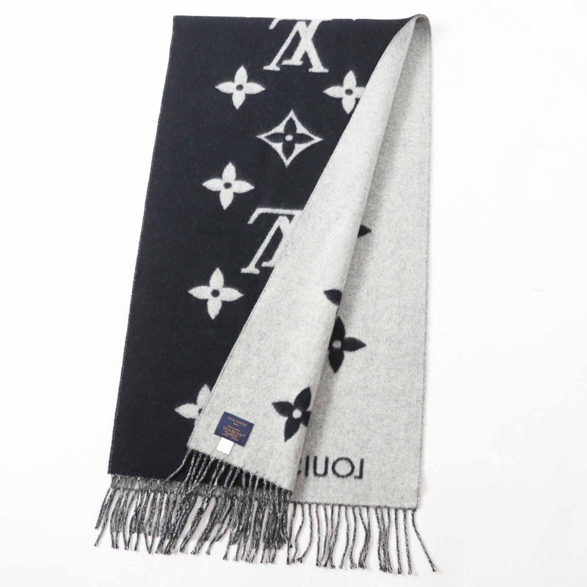 Louis Vuitton Scarf M71040 Cashmere Black Grey Reykjavik
