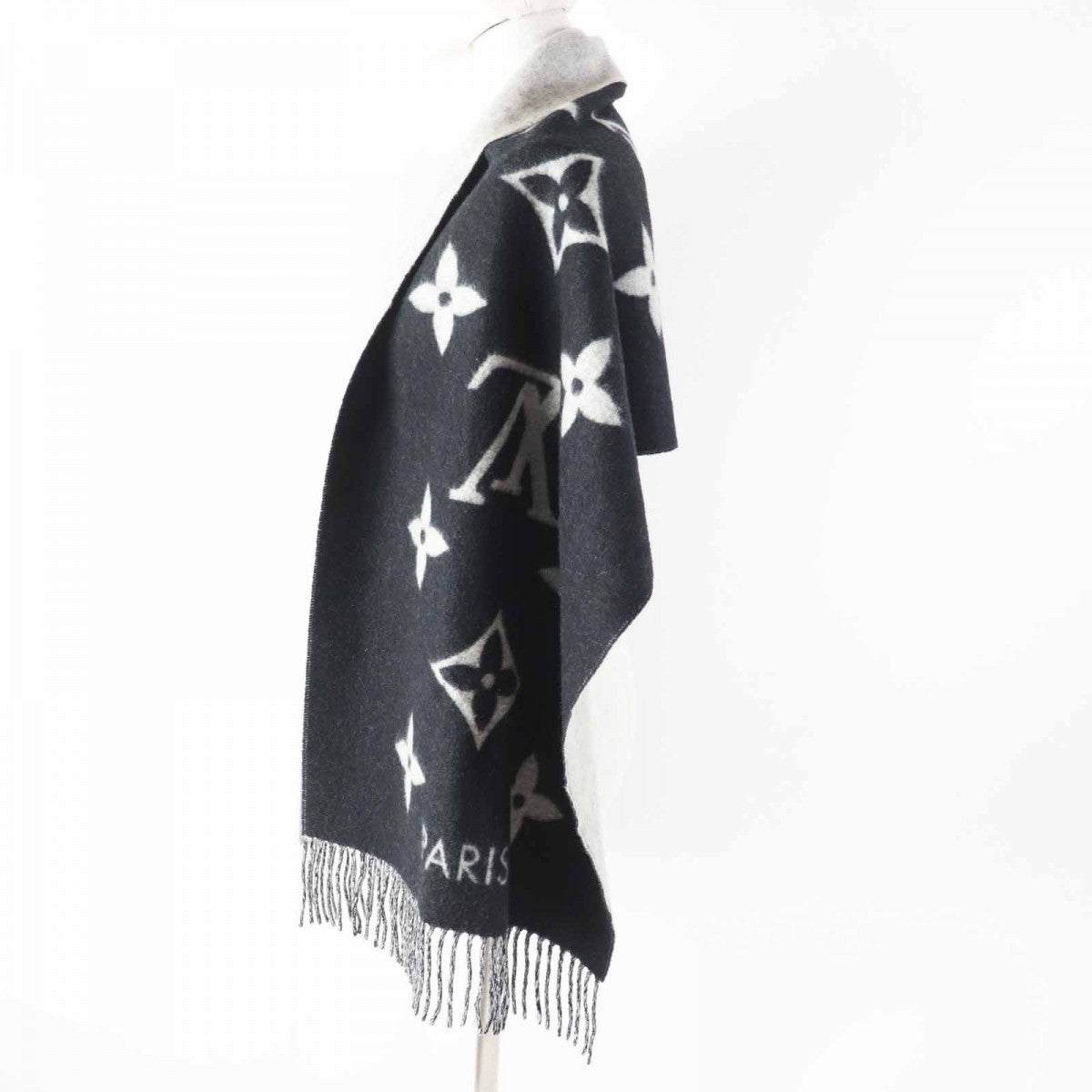 Louis Vuitton Scarf M71040 Cashmere Black Grey Reykjavik