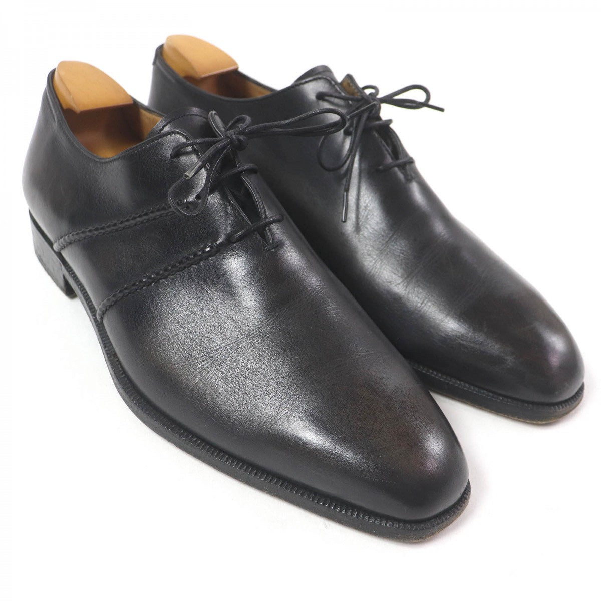 Berluti Dress Shoes Leather Black Alessandro Scars Mens 7 1/2