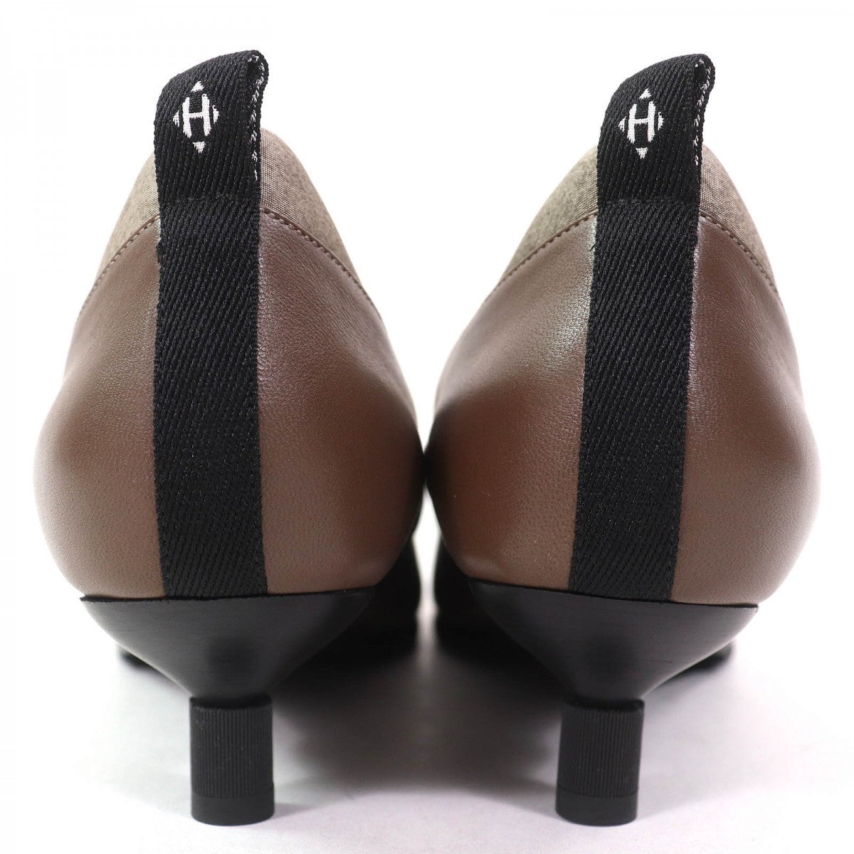 Hermes Pumps Leather Brown Black 38