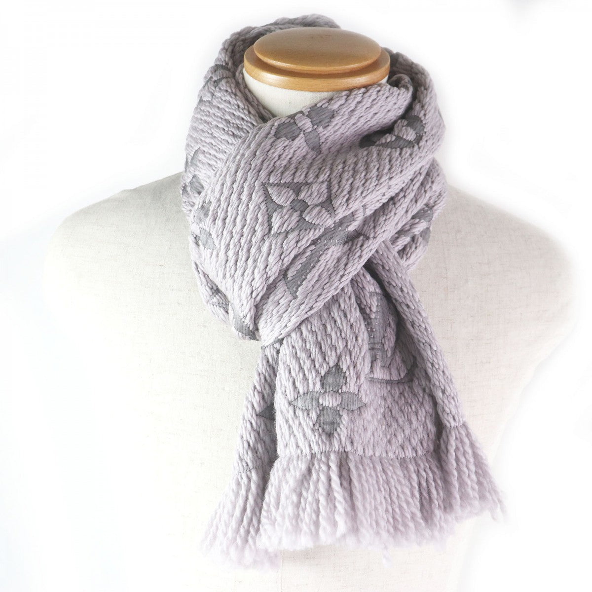 Louis Vuitton Scarf M74742 Wool Light Purple Esharp Logomania