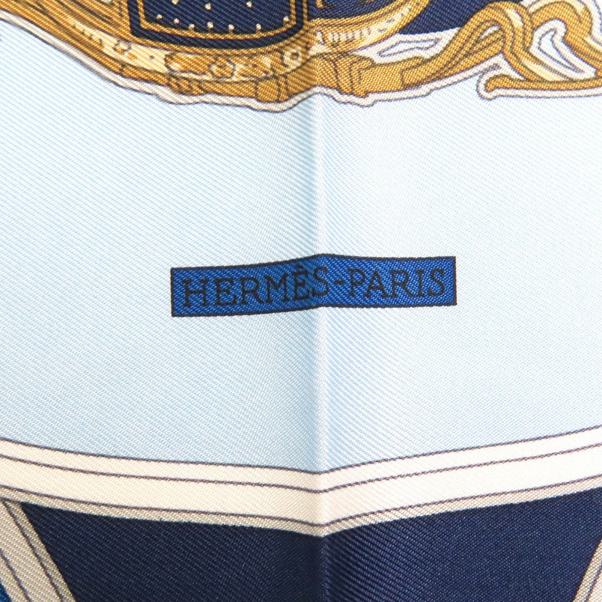 Hermes Scarf Silk Blue Navy Type Springs
