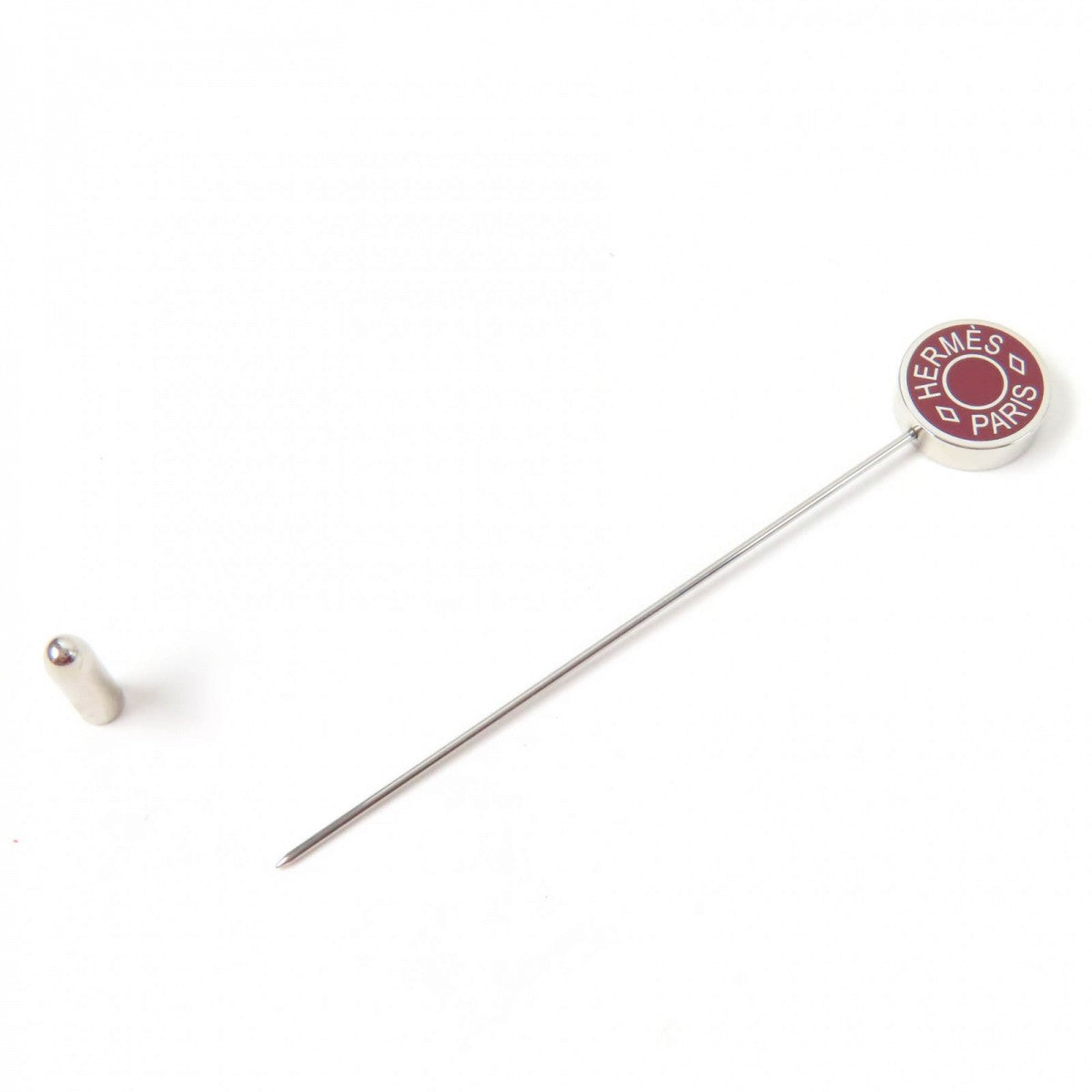 Hermes Brooch Gd1108 Palladium Brown Hatpin