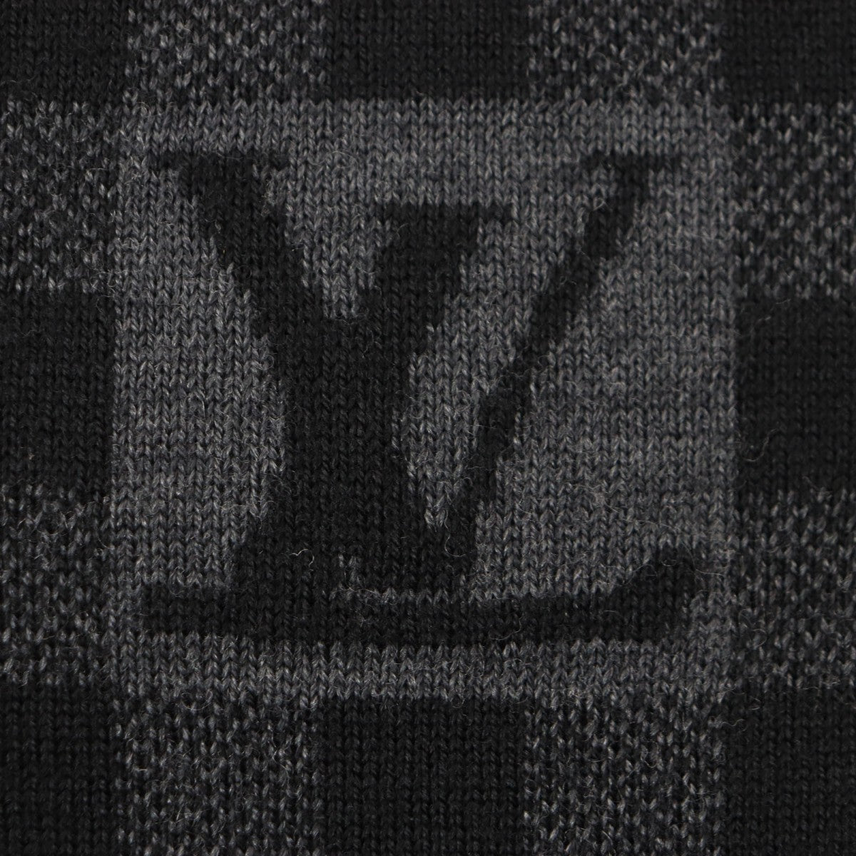Louis Vuitton Scarf 402330 Wool Black Grey Echarpe Petit Damier