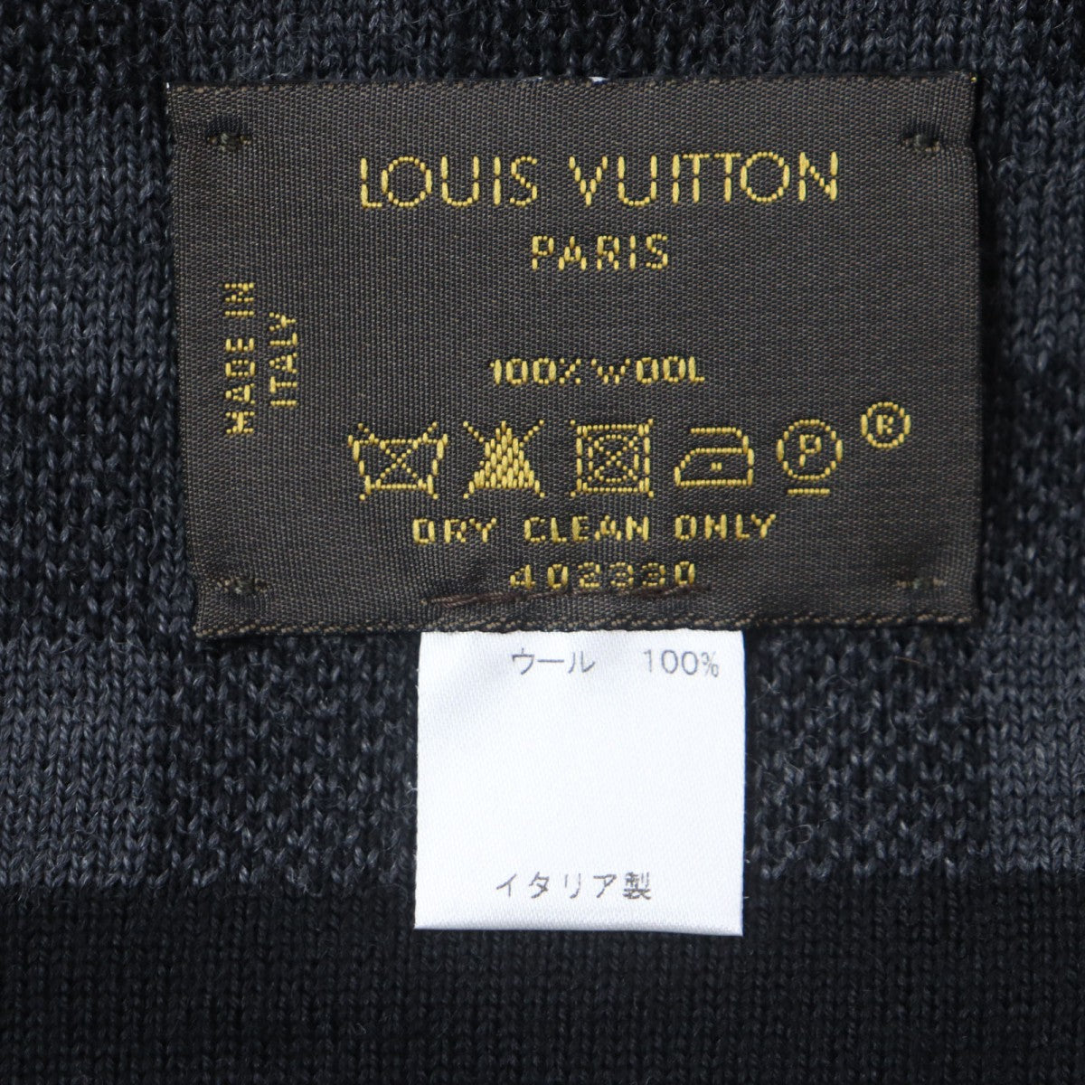 Louis Vuitton Scarf 402330 Wool Black Grey Echarpe Petit Damier