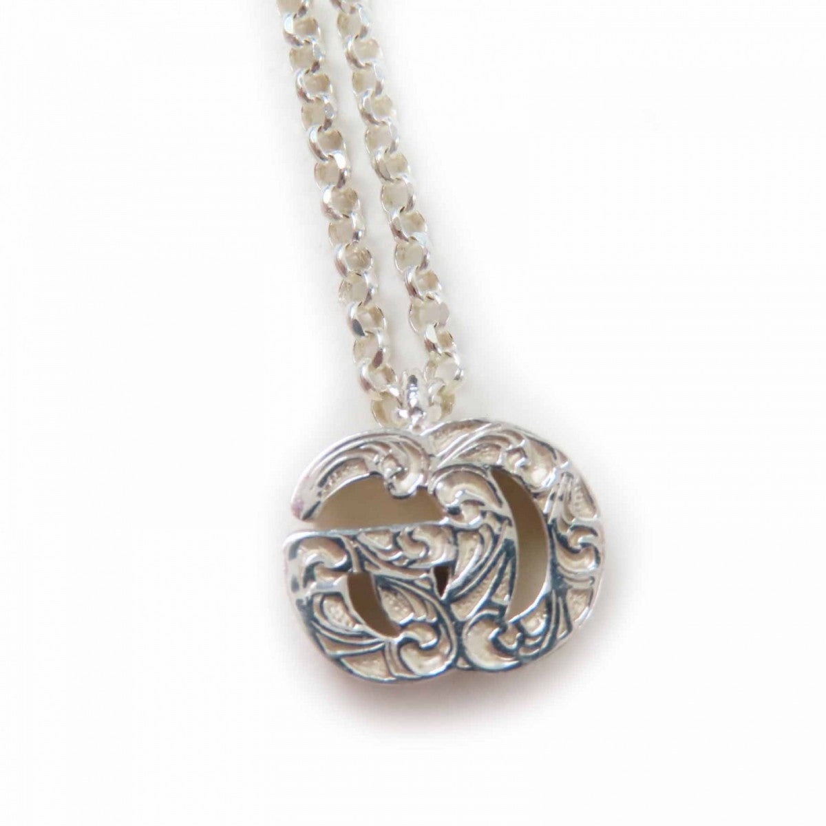 Gucci Necklace 770724 Ag925 Silver Arabesque Double G Necklace