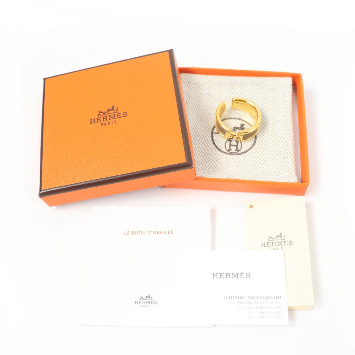 Hermes Earring Gold Plated Gold Olympe Ear Cuff Gm