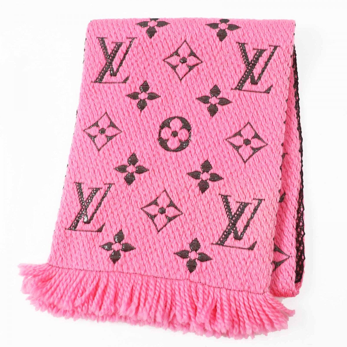 Louis Vuitton Scarf M76070 Wool Rose Pop Escalp Logo Mania Shine