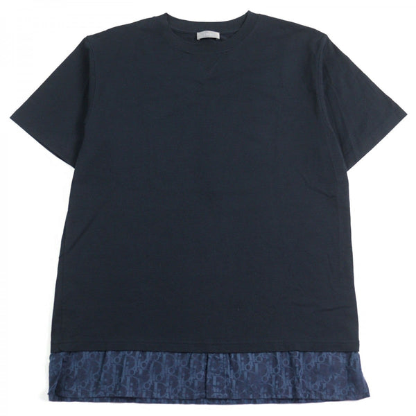 Dior Homme Short Sleeve T-Shirt 113J632A0677 Cotton Navy Blue Oblique Layered Over Tee M