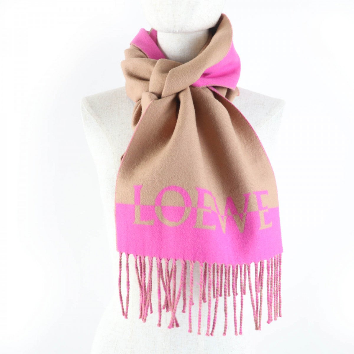 Loewe Scarf Wool Brown Pink