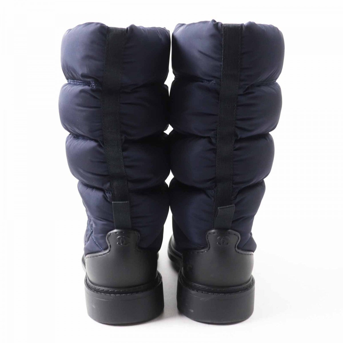 Chanel Boots G33075 Nylon, Padding, Mouton Navy Snow Boots Coco Mark Women 36 1/2