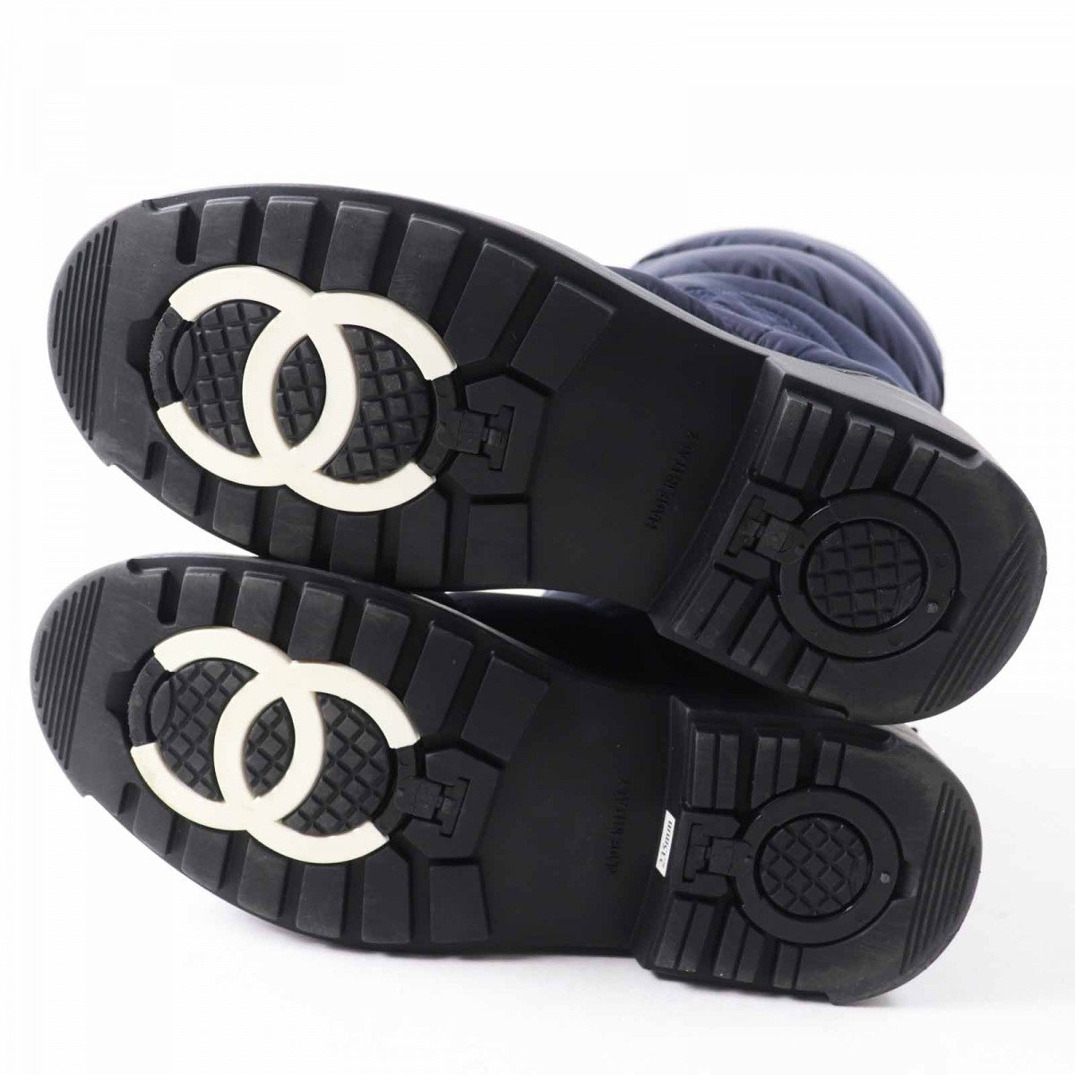 Chanel Boots G33075 Nylon, Padding, Mouton Navy Snow Boots Coco Mark Women 36 1/2