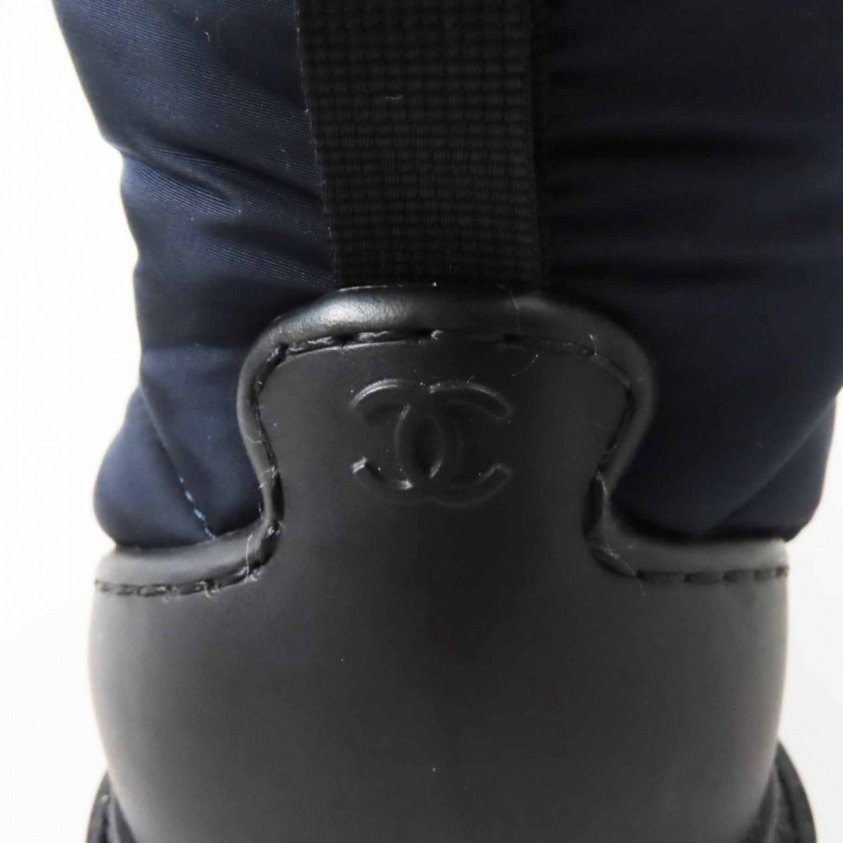 Chanel Boots G33075 Nylon, Padding, Mouton Navy Snow Boots Coco Mark Women 36 1/2