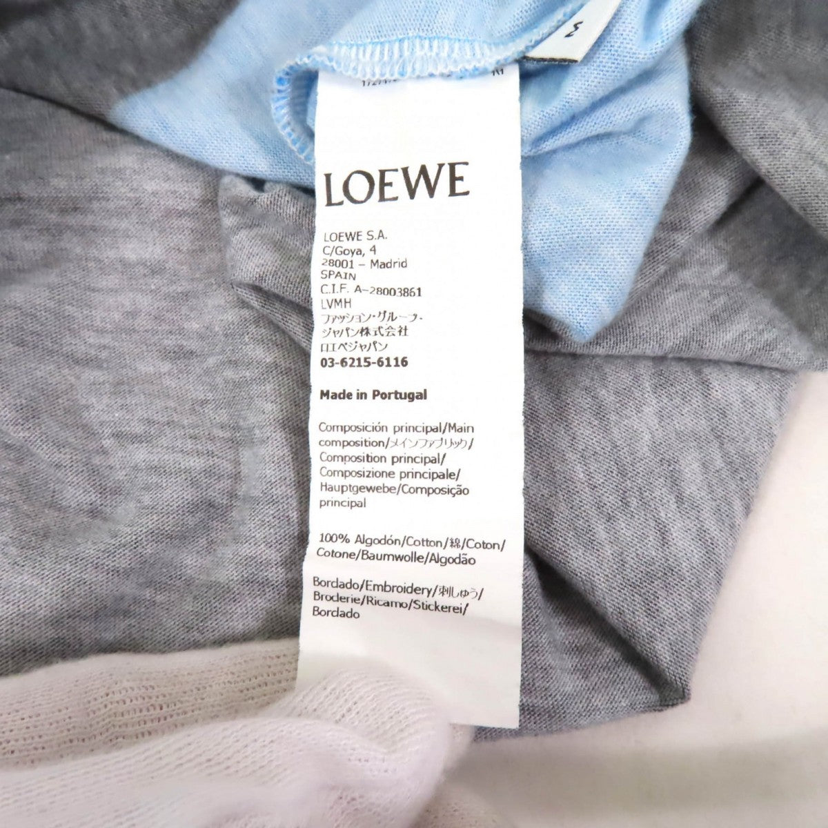 Loewe Short Sleeve T-Shirt S359Y22X45 Cotton Black Light Blue M