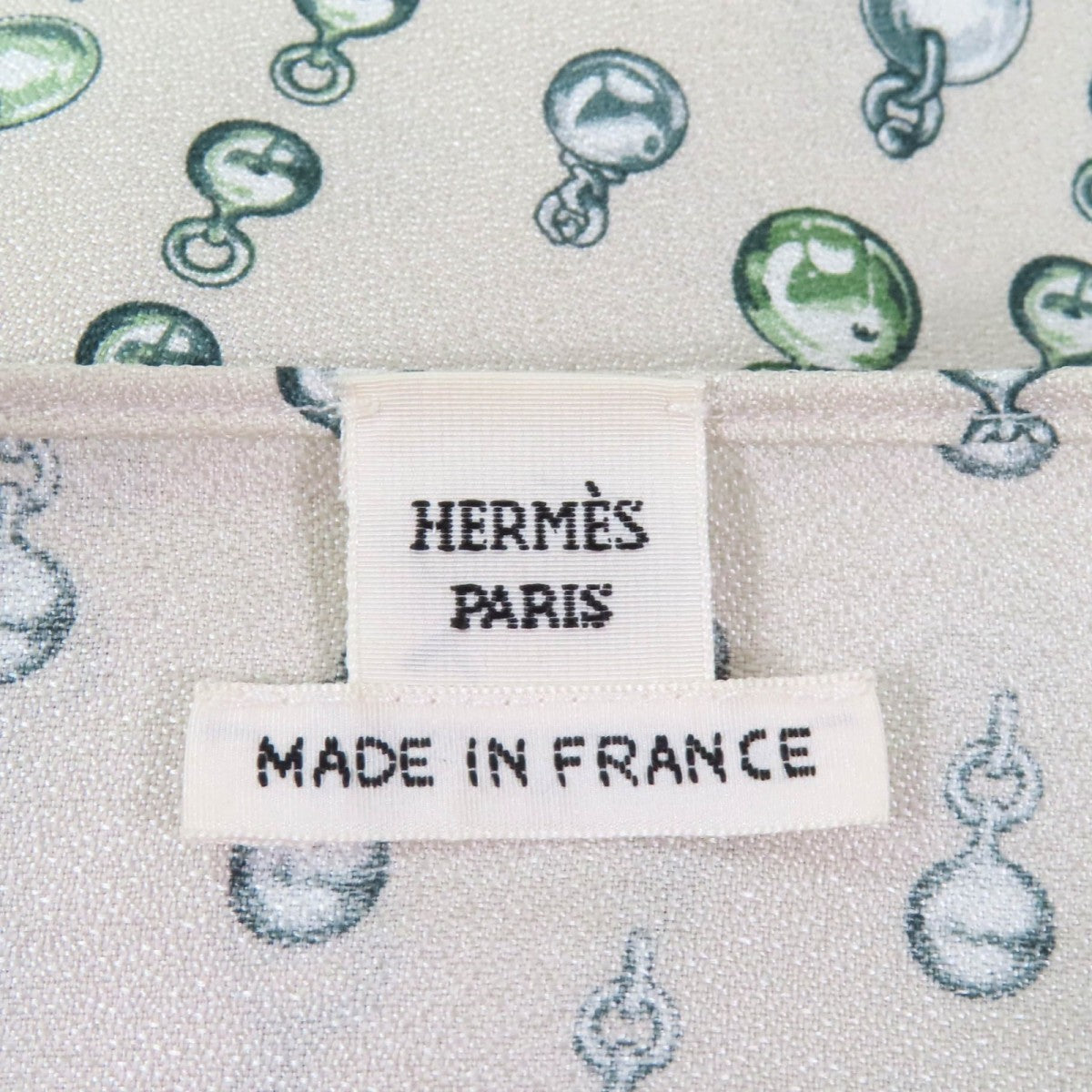 Hermes Tops 2H0619Dn Silk Beige Green 38