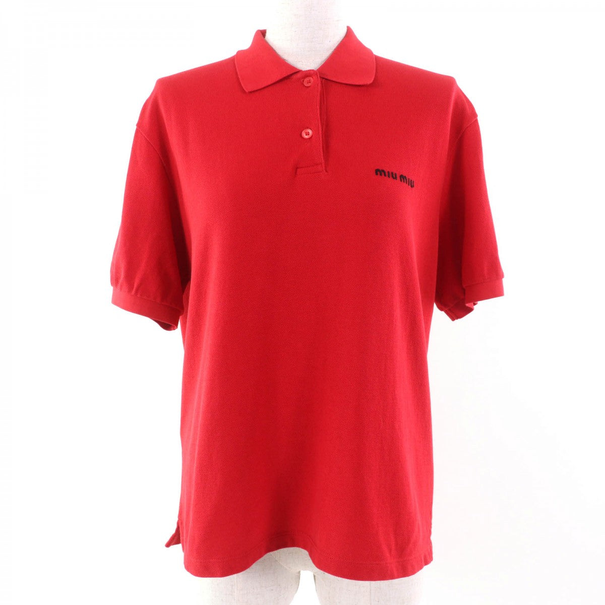Miu Miu Short Sleeve Polo Shirt Mjn535 Cotton Red Cotton Piqu Polo Shirt Xs