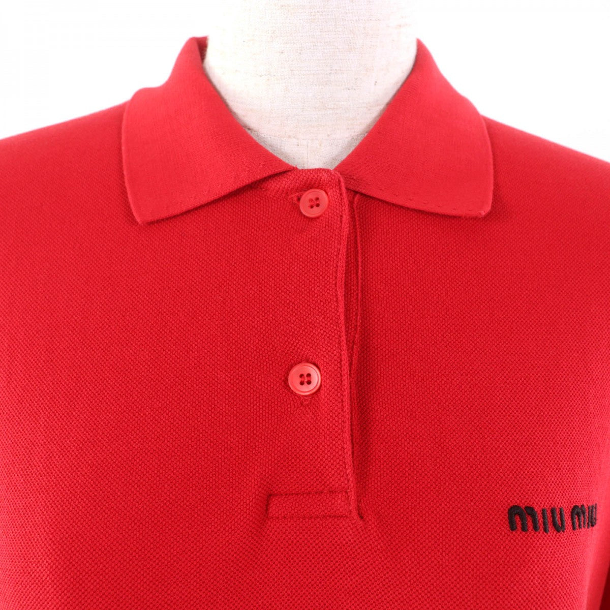 Miu Miu Short Sleeve Polo Shirt Mjn535 Cotton Red Cotton Piqu Polo Shirt Xs