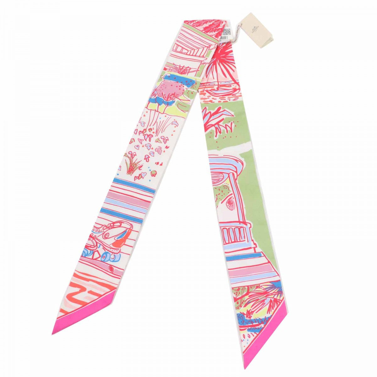 Hermes Scarf Silk Rose Blue Veil Rayures D'Ete Twilly