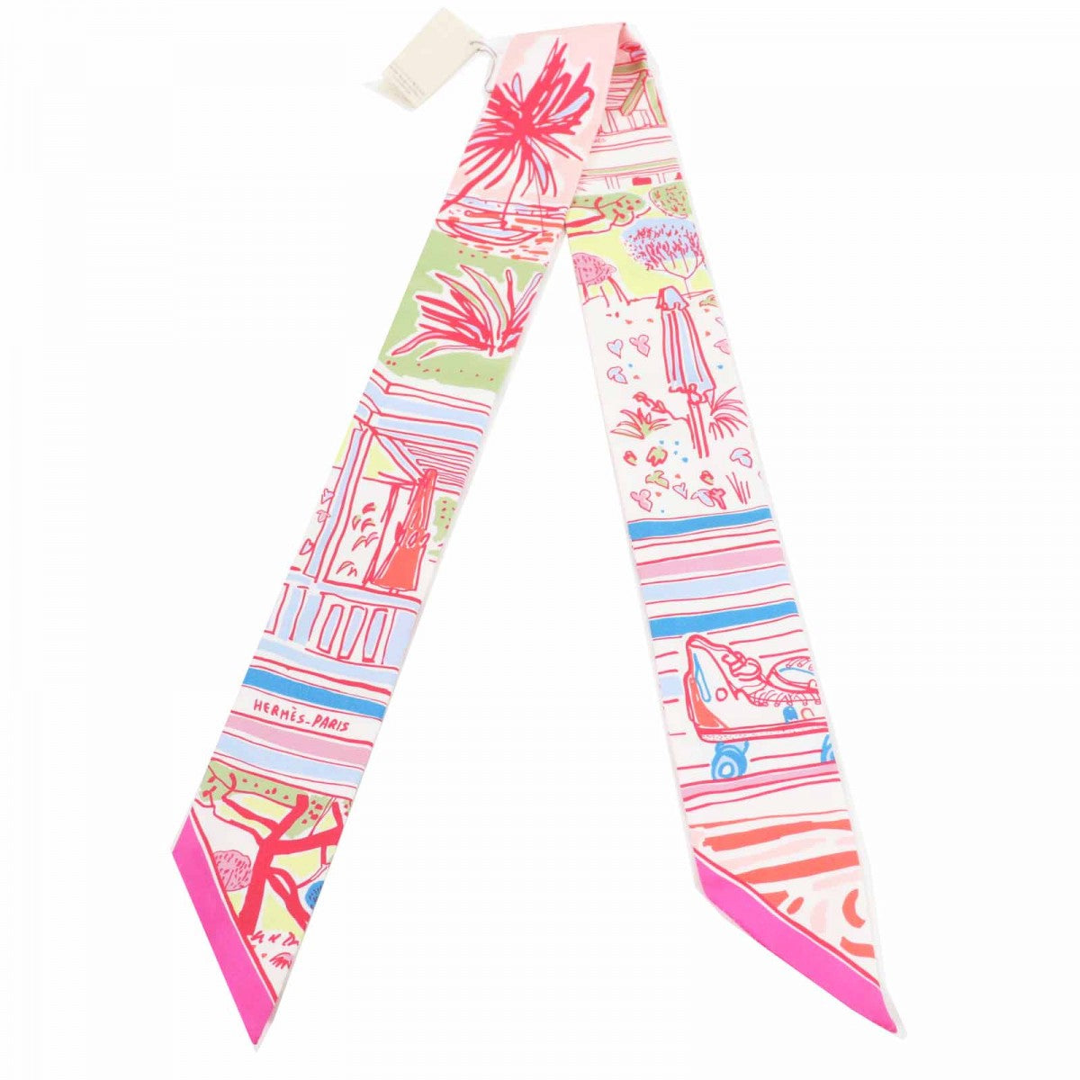 Hermes Scarf Silk Rose Blue Veil Rayures D'Ete Twilly