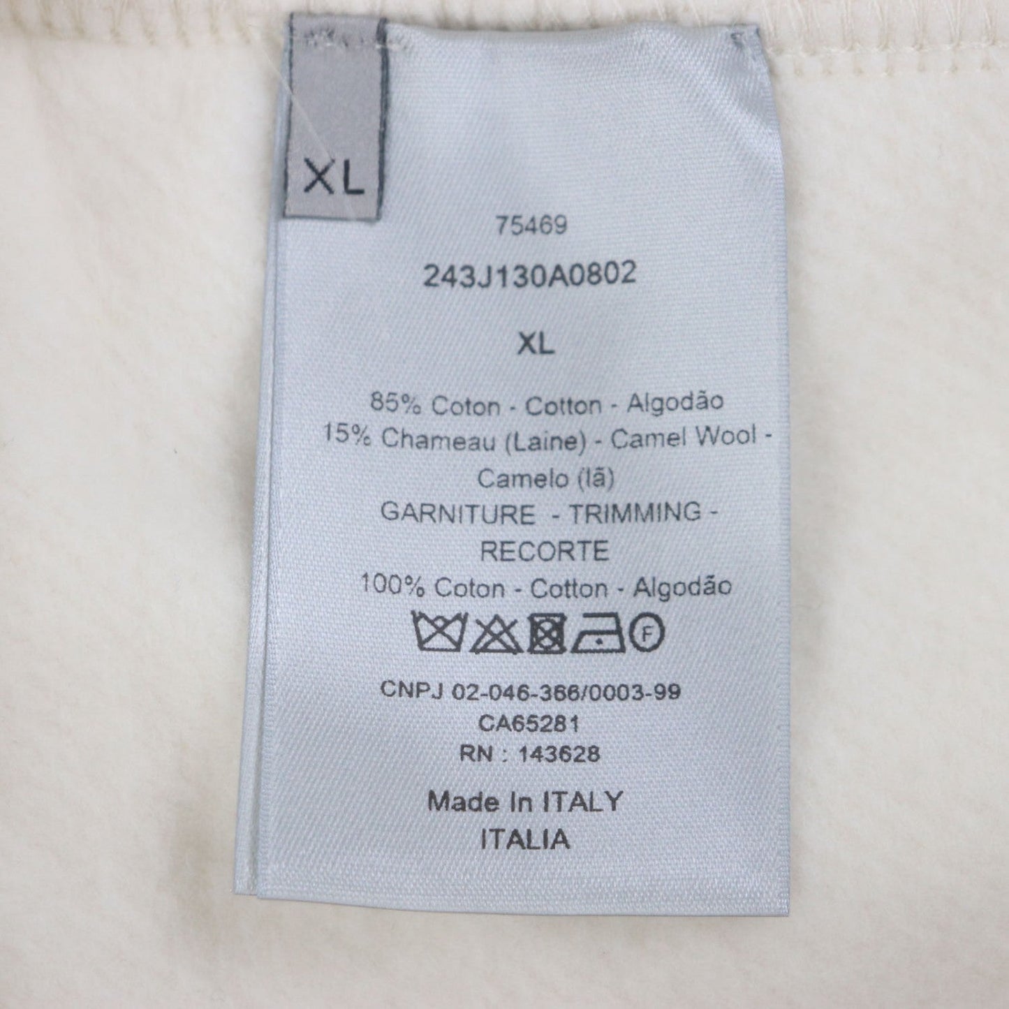 Dior Homme Pants 243J130A0802 Cotton White Xl