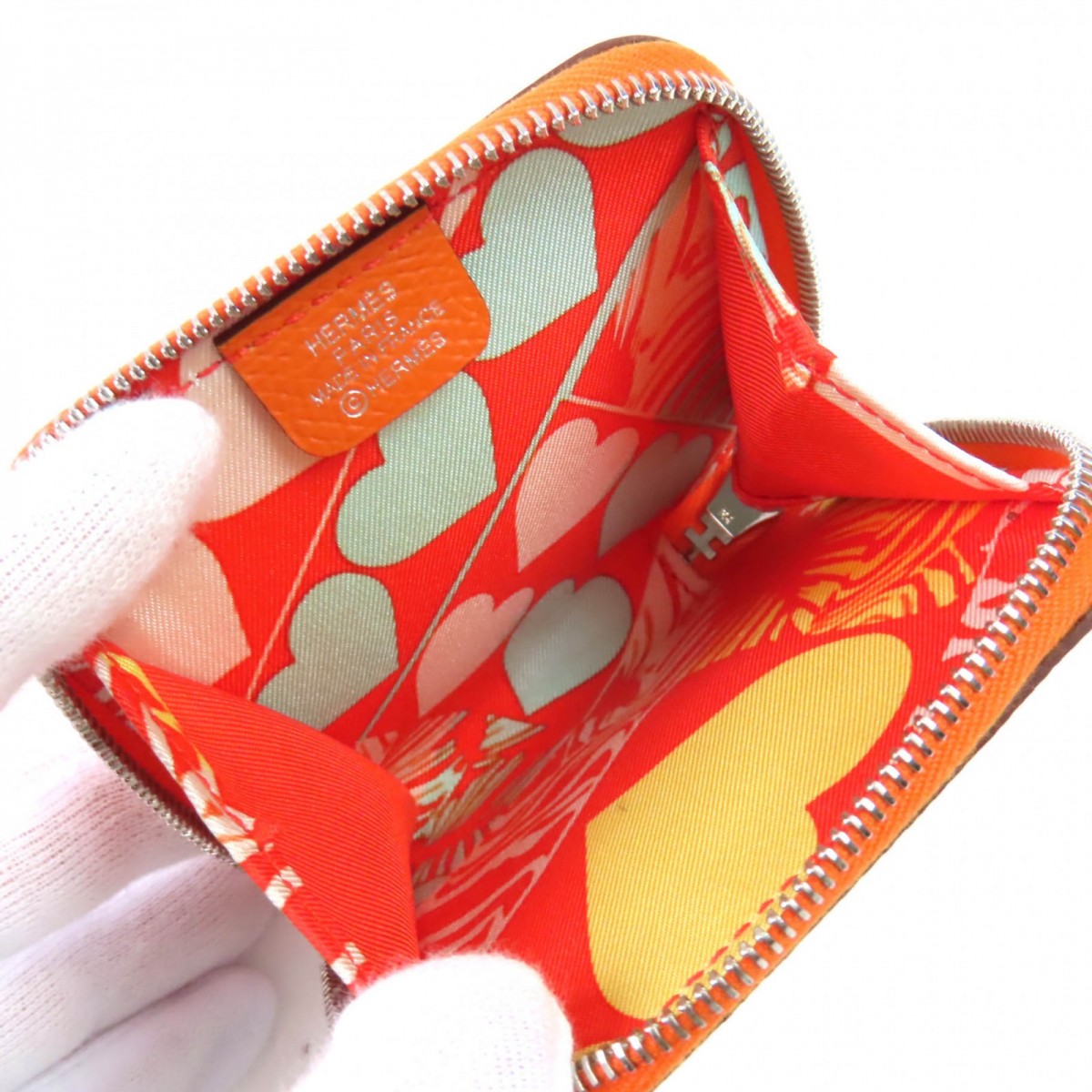 Hermes Coin Case Mainfepsom Orange Azap Mini Silk In Women