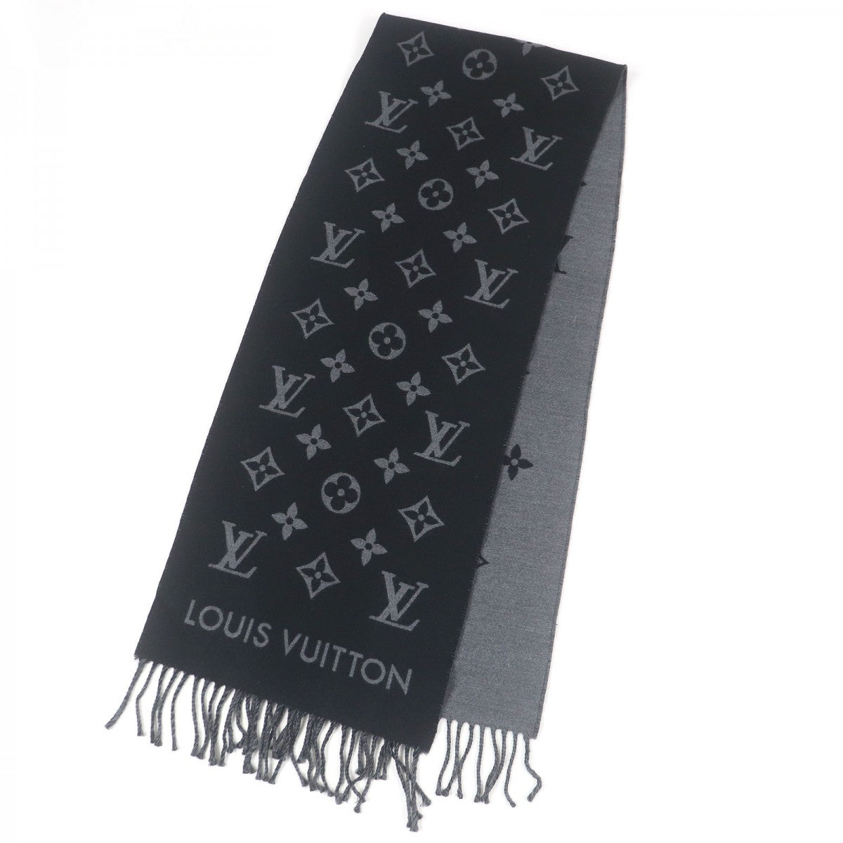 Louis Vuitton Scarf M79225 Wool Noir All About Monogram