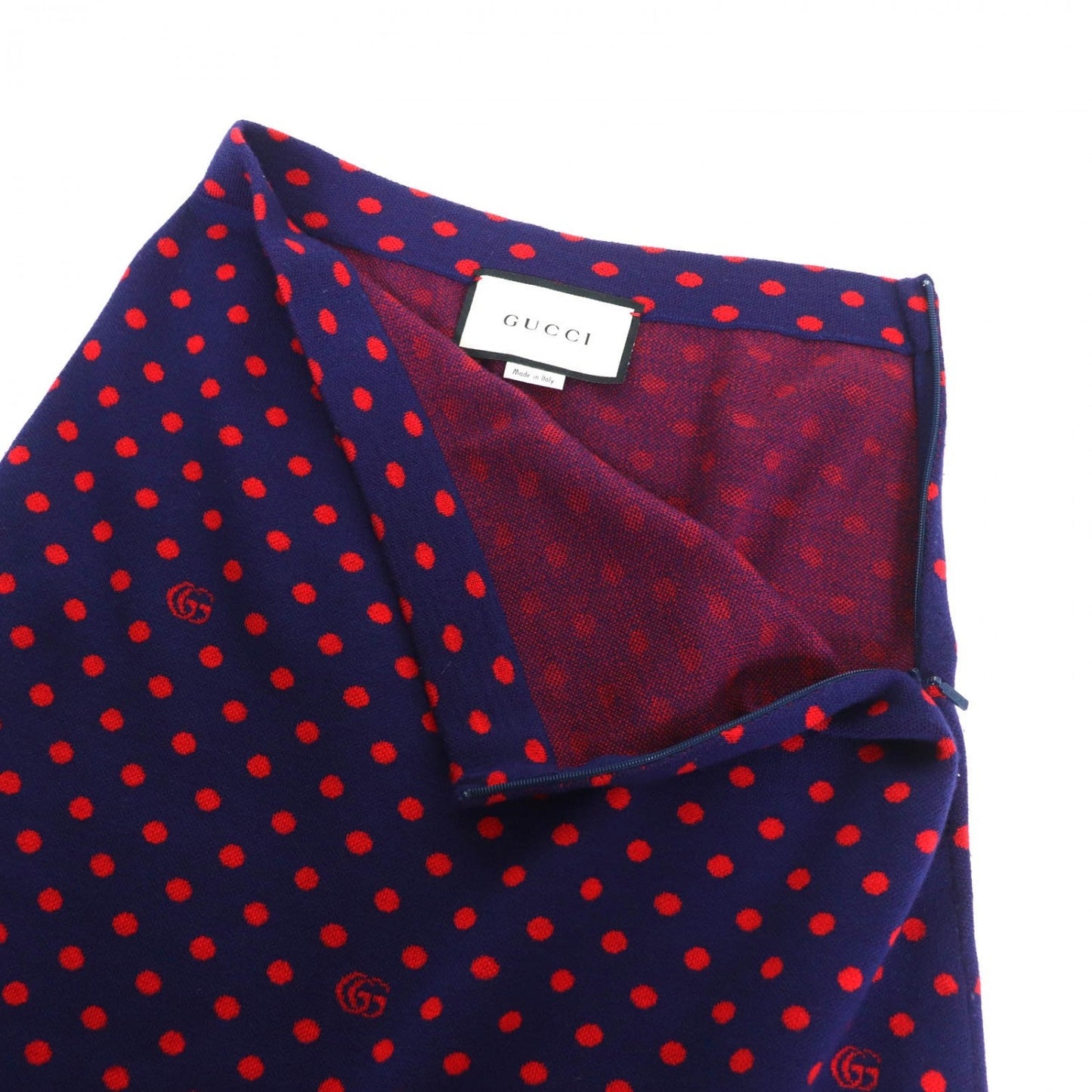 Gucci Skirt 623610 Wool Navy Red Xs