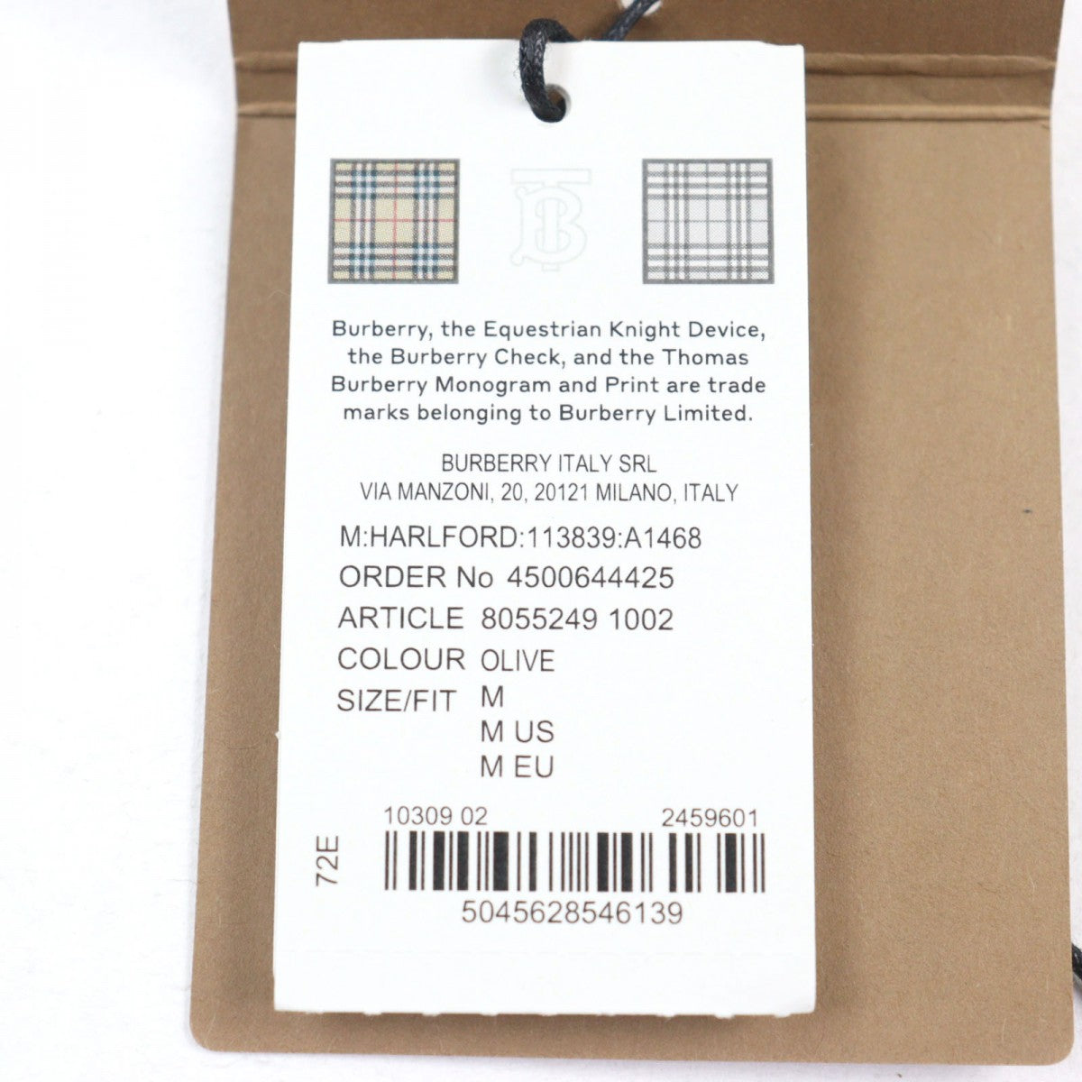 Burberry Short Sleeve T-Shirt 8055249 Cotton Khaki Green Harlford M