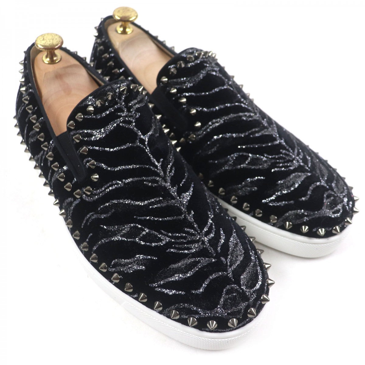 Christian Louboutin Sneakers Velor Black Roller Boat 43