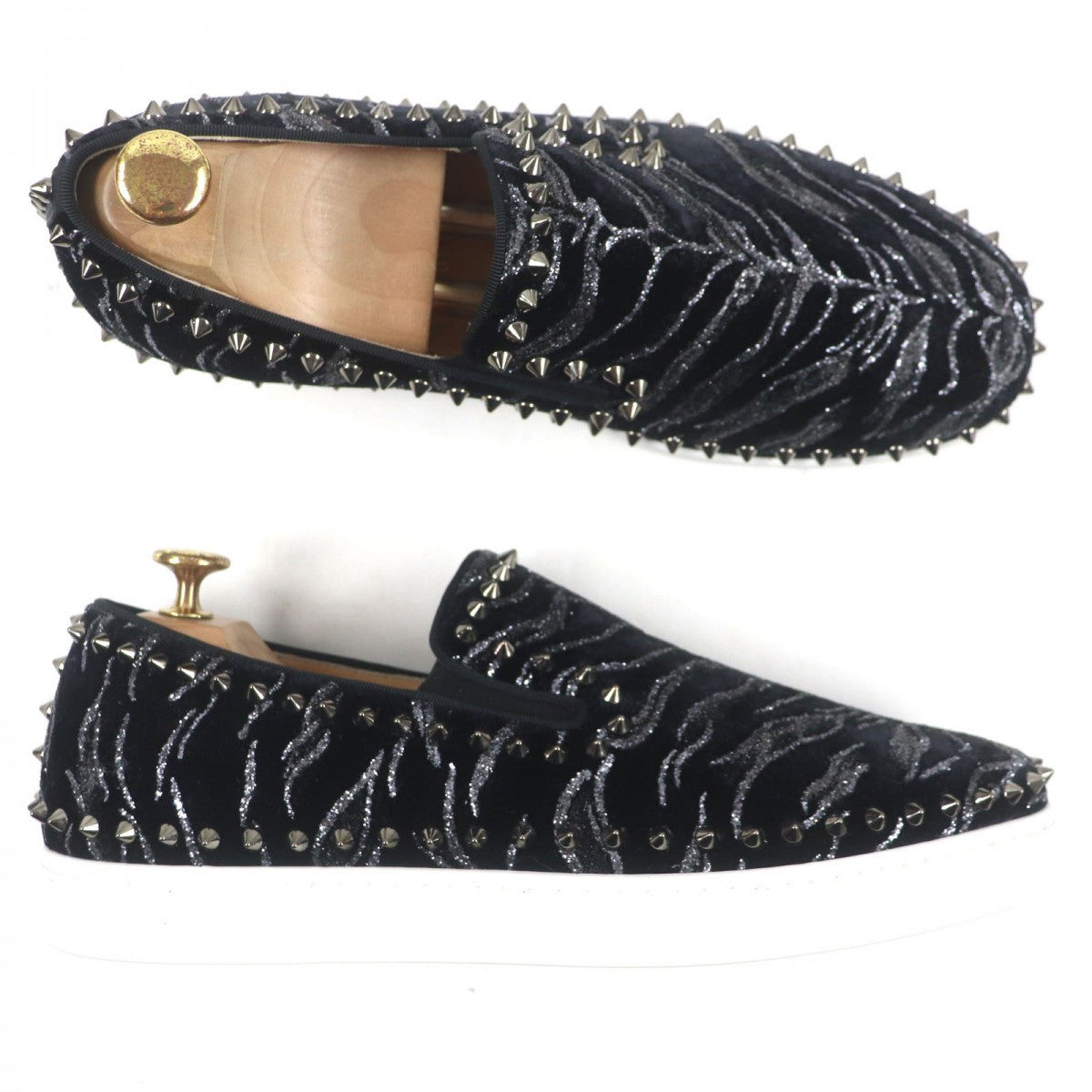 Christian Louboutin Sneakers Velor Black Roller Boat 43