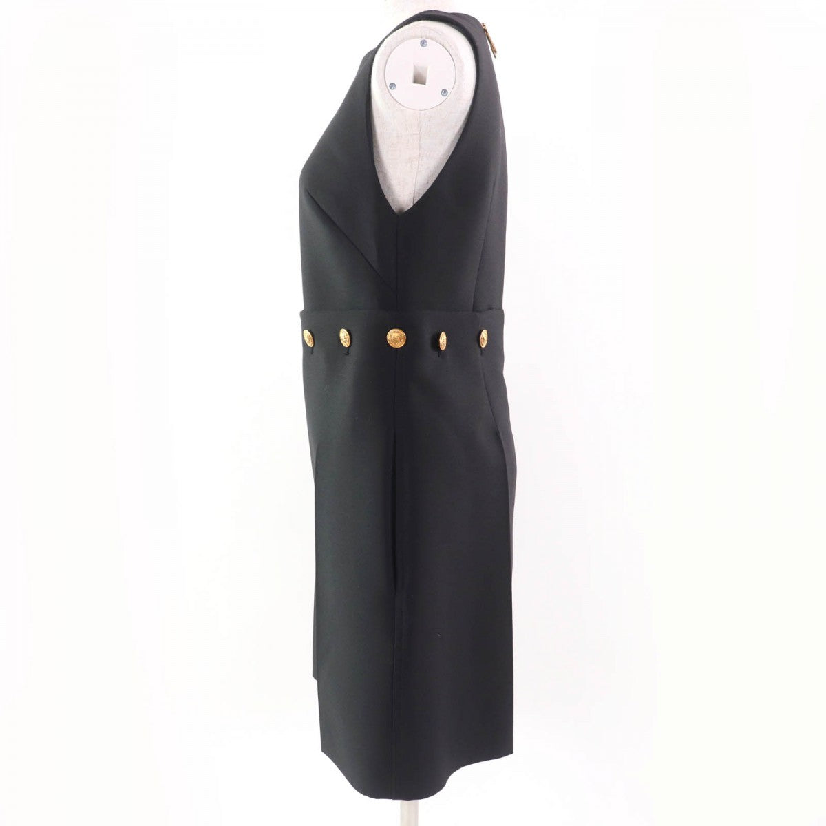 Louis Vuitton Overall Wool Black Button-Waist Mikado Playsuit 34