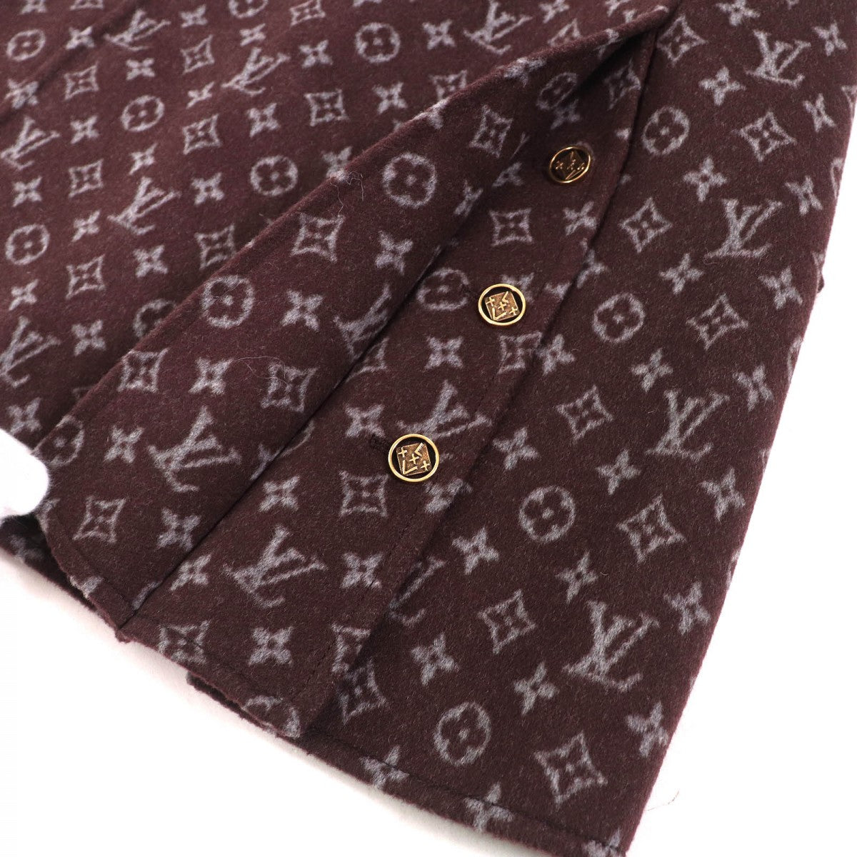 Louis Vuitton Mini Skirt 1A90Z6 Wool Brown Gray Monogram Martin Girl 34