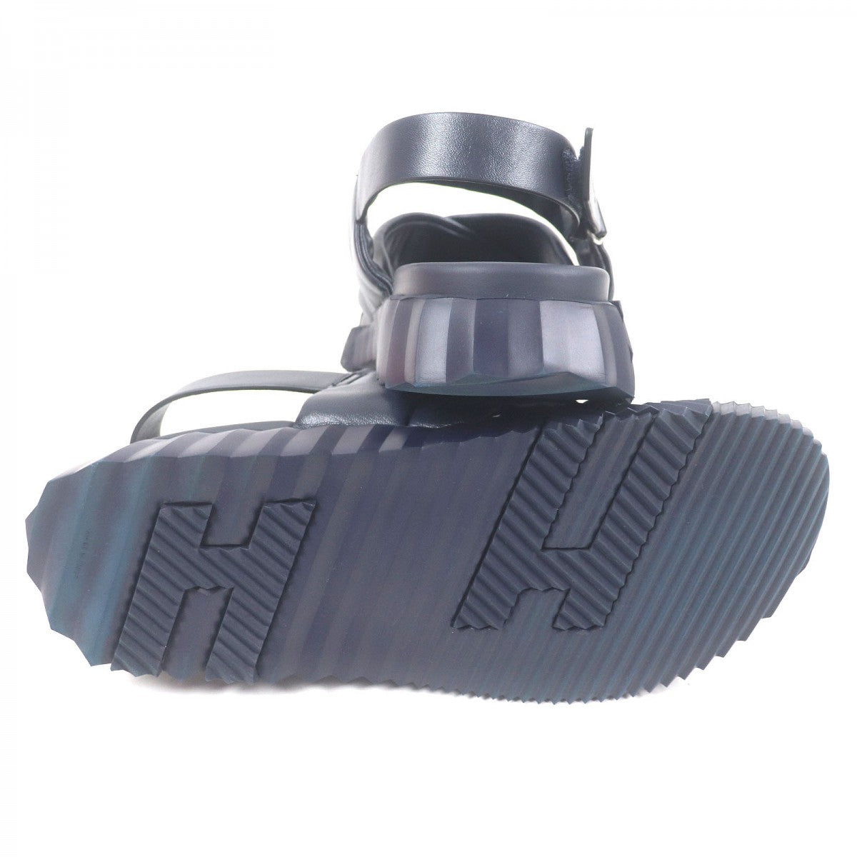 Hermes Sandals Leather Navy Electric 42