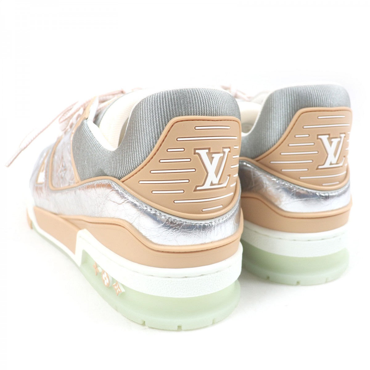 Louis Vuitton Low Cut Sneakers Leather Silver Lv Trainer Line 9