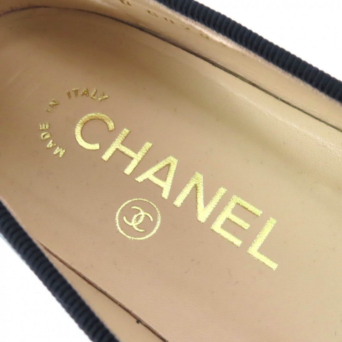Chanel Pumps G02819 Leather Black Ballerina 36.5