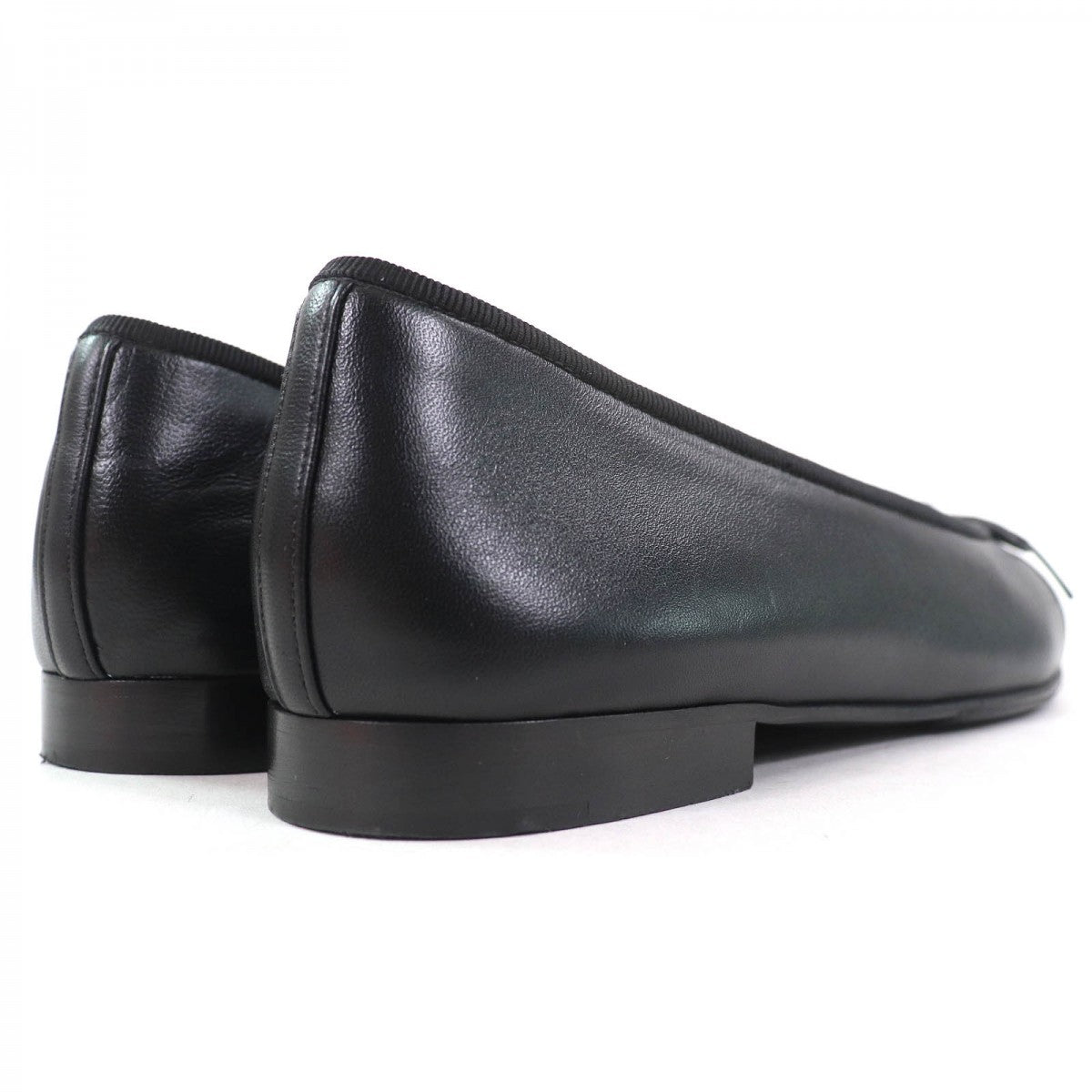 Chanel Pumps G02819 Leather Black Ballerina 36.5