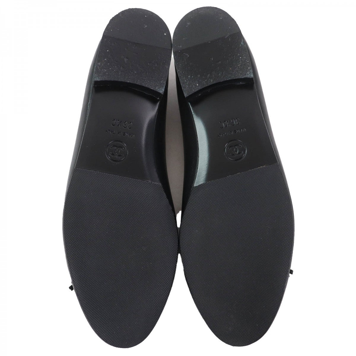 Chanel Pumps G02819 Leather Black Ballerina 36.5