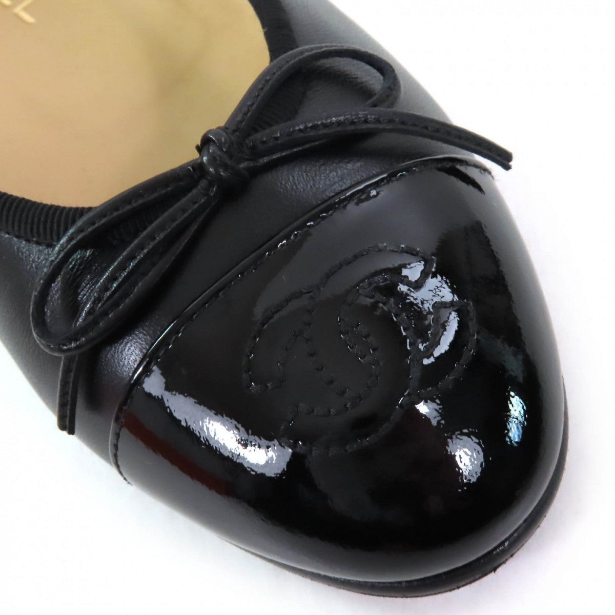 Chanel Pumps G02819 Leather Black Ballerina 36.5