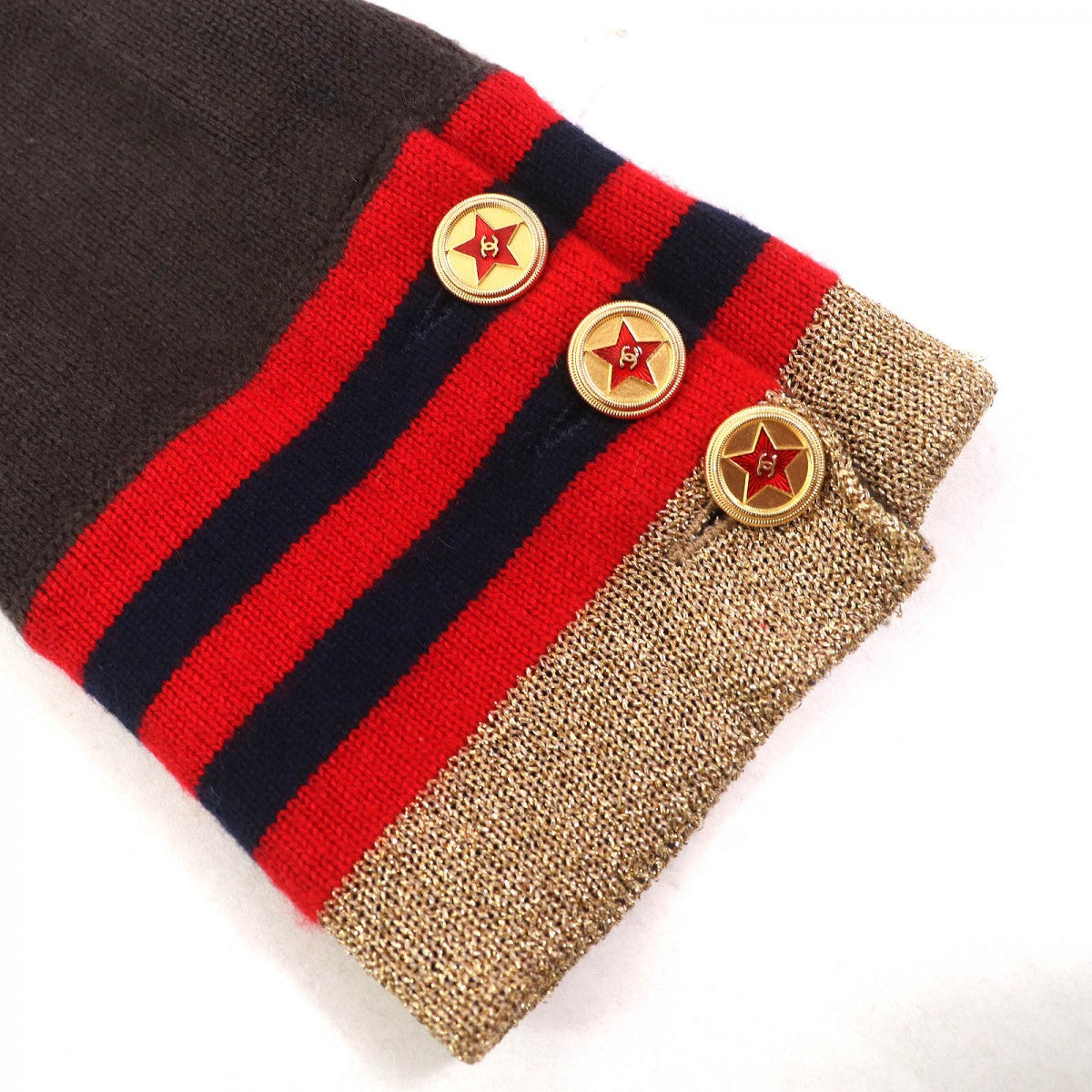 Chanel Cardigan 09A P36174 Cashmere Dark Brown Gold 40
