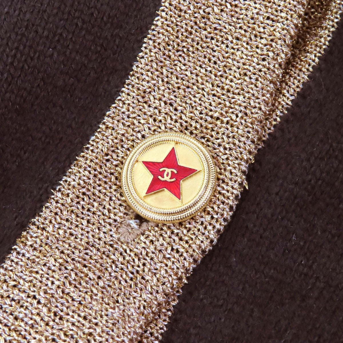 Chanel Cardigan 09A P36174 Cashmere Dark Brown Gold 40