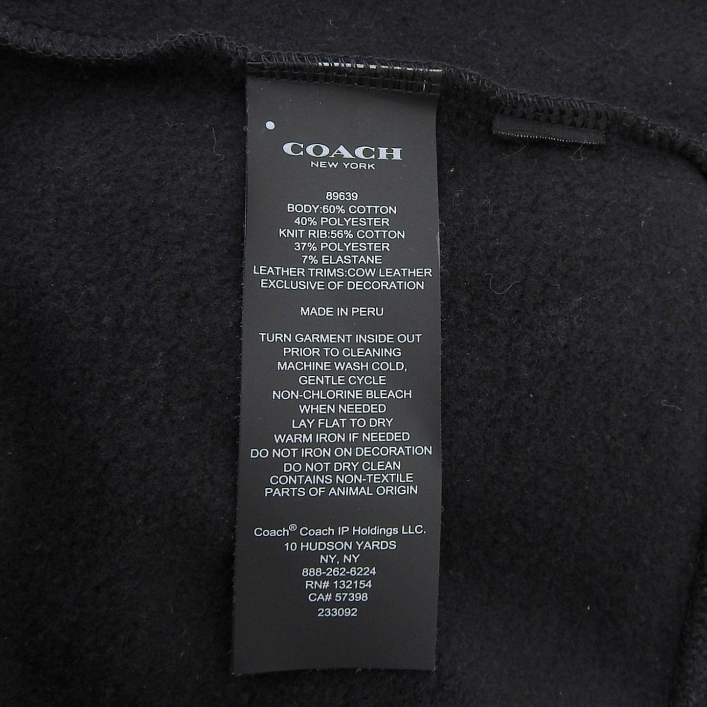 Coach Hoodie Cotton Black Small 160/88A