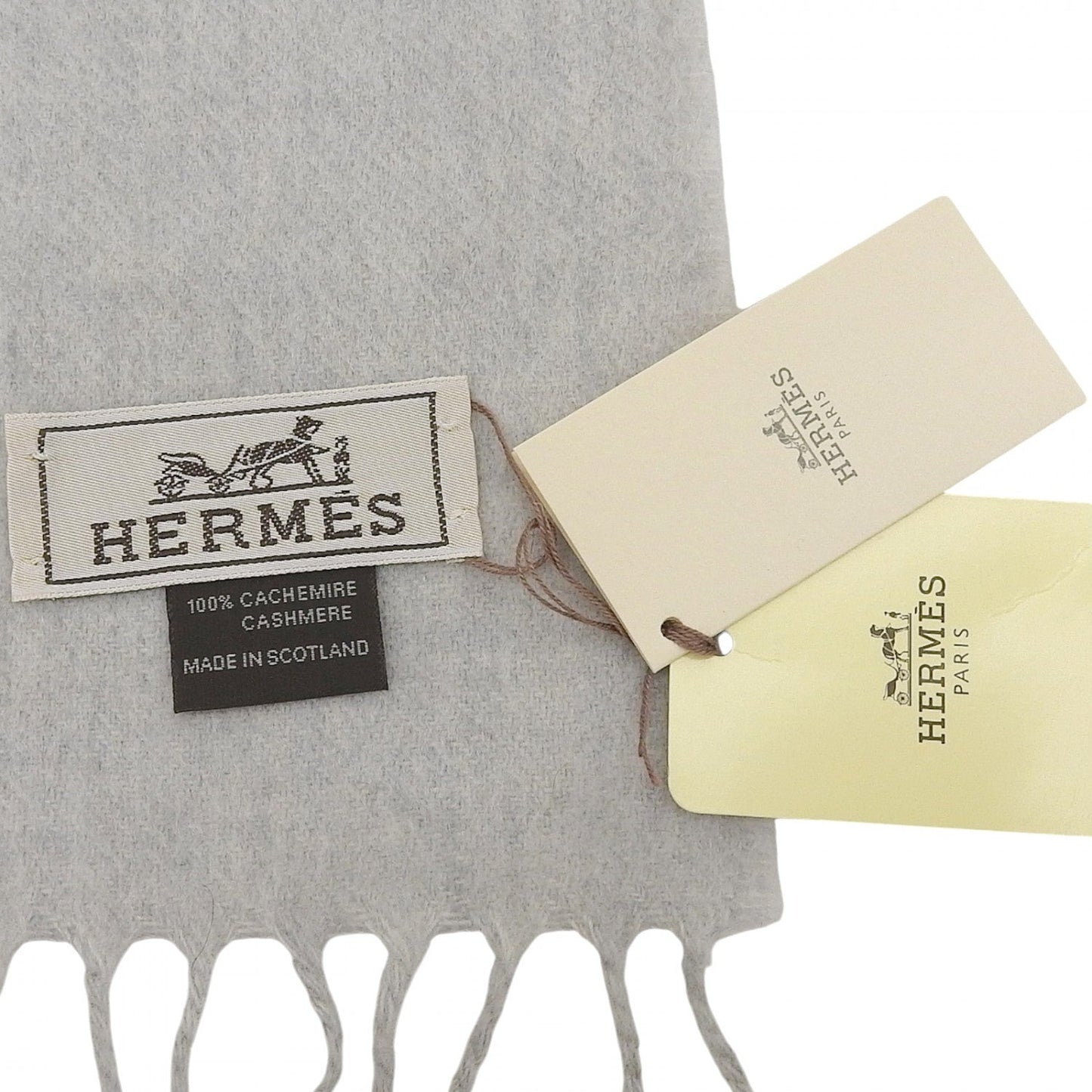 Hermes Scarf Cashmere Light Gray