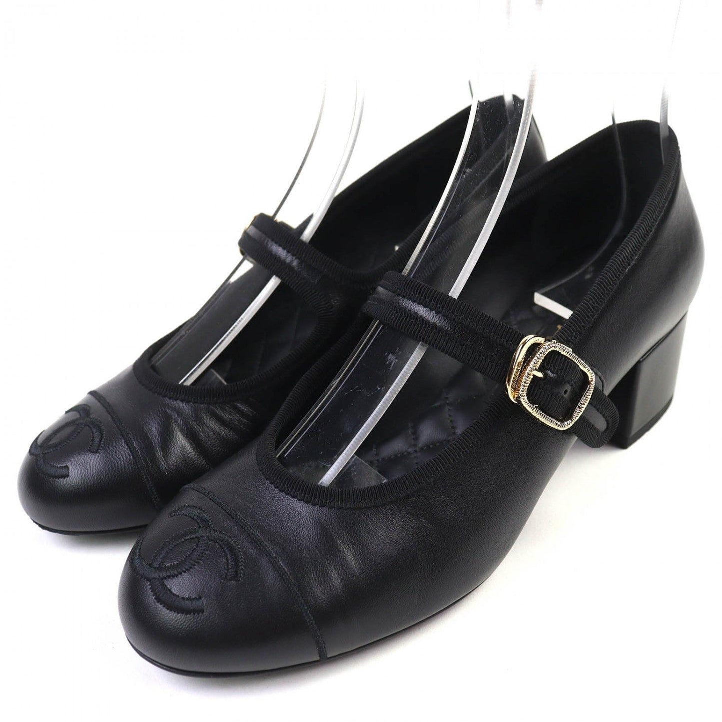 Chanel Pumps G46466 Leather Black Merry Jane 36.5