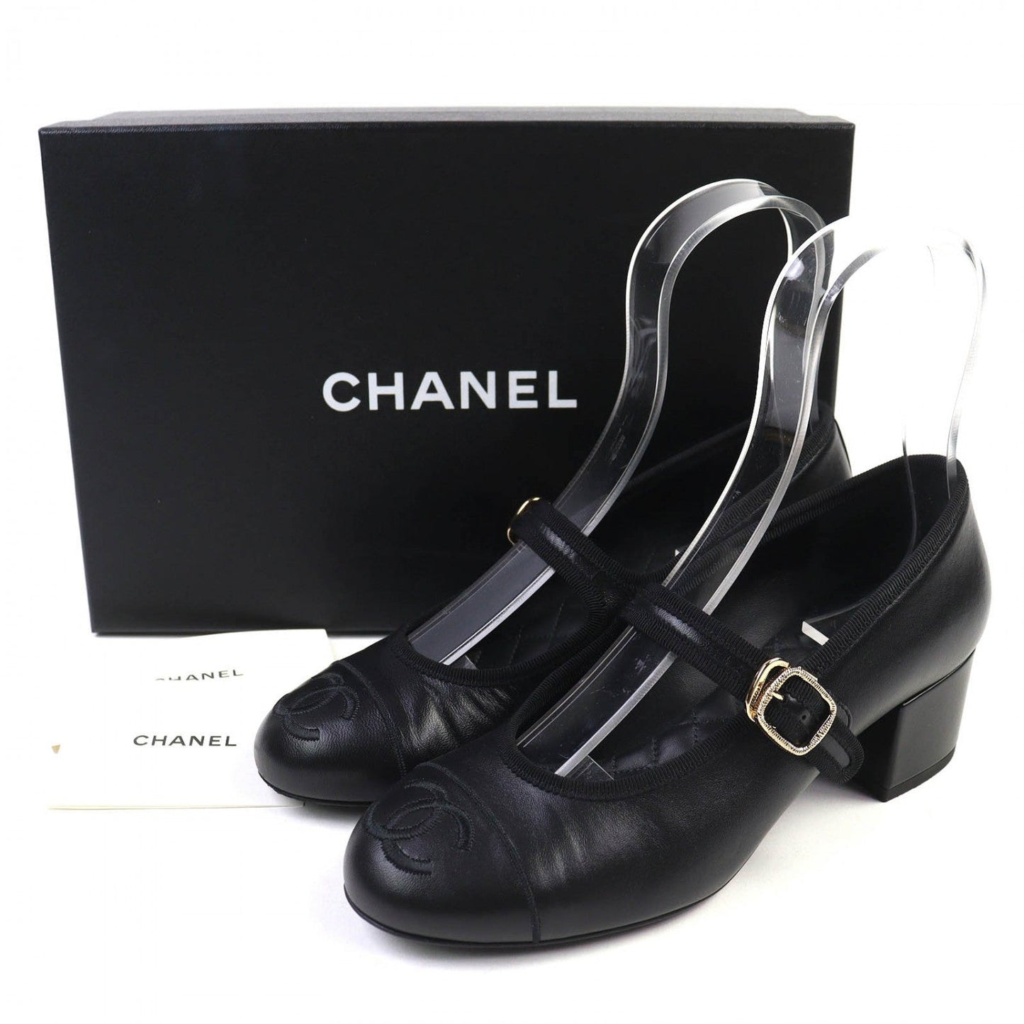 Chanel Pumps G46466 Leather Black Merry Jane 36.5