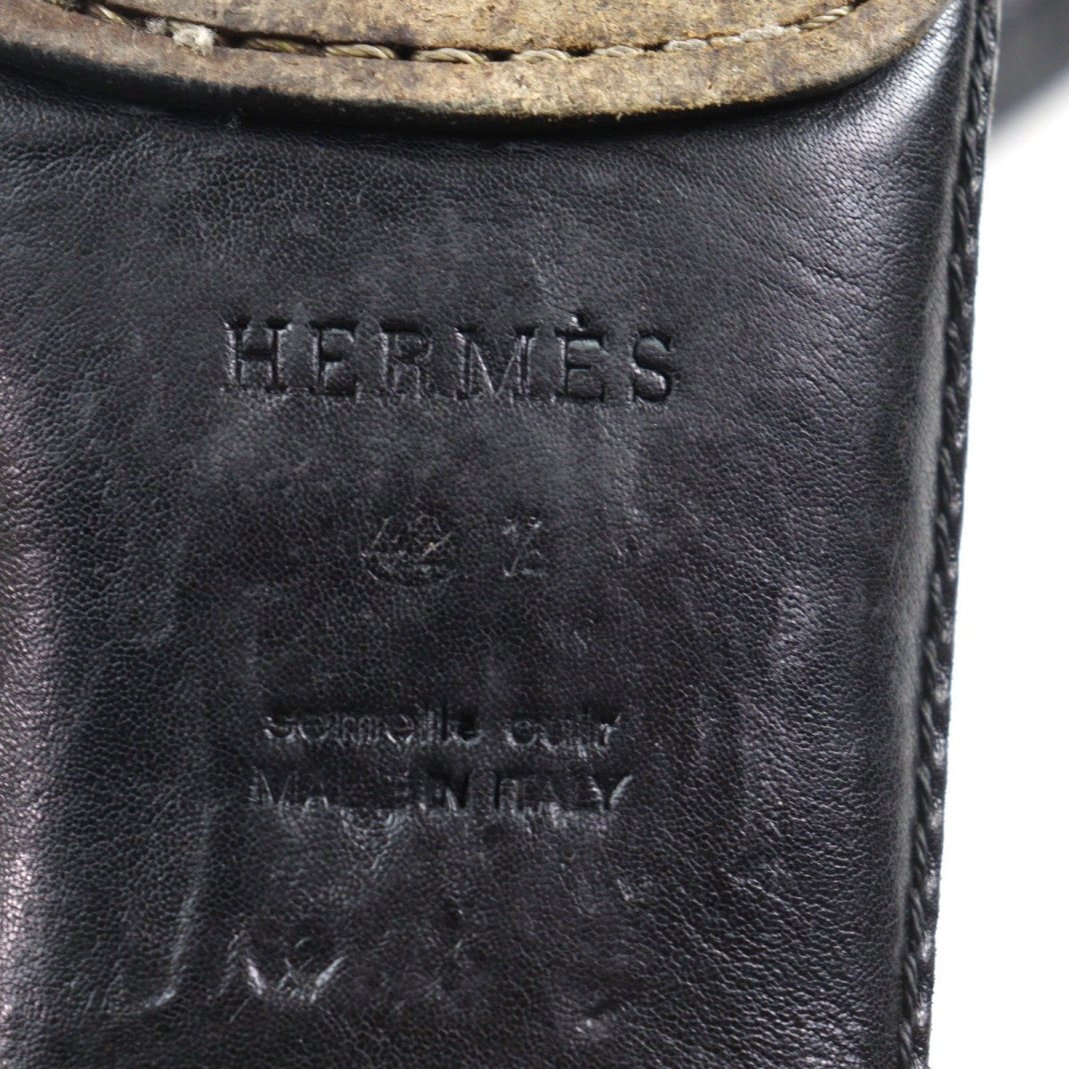 Hermes Boots Leather Black 42.5